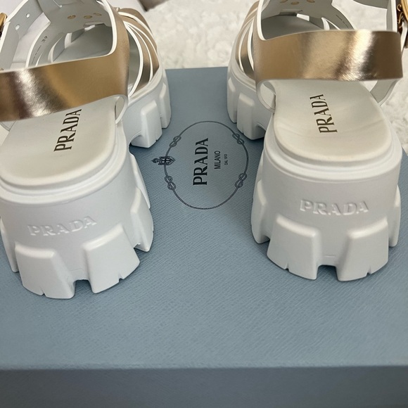 Prada Gold and White Sandals - Picture 4 of 5